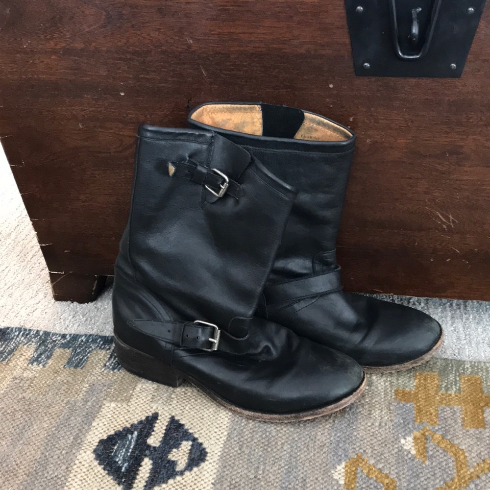 Easy Rider Black Leather Calf Boots 10M